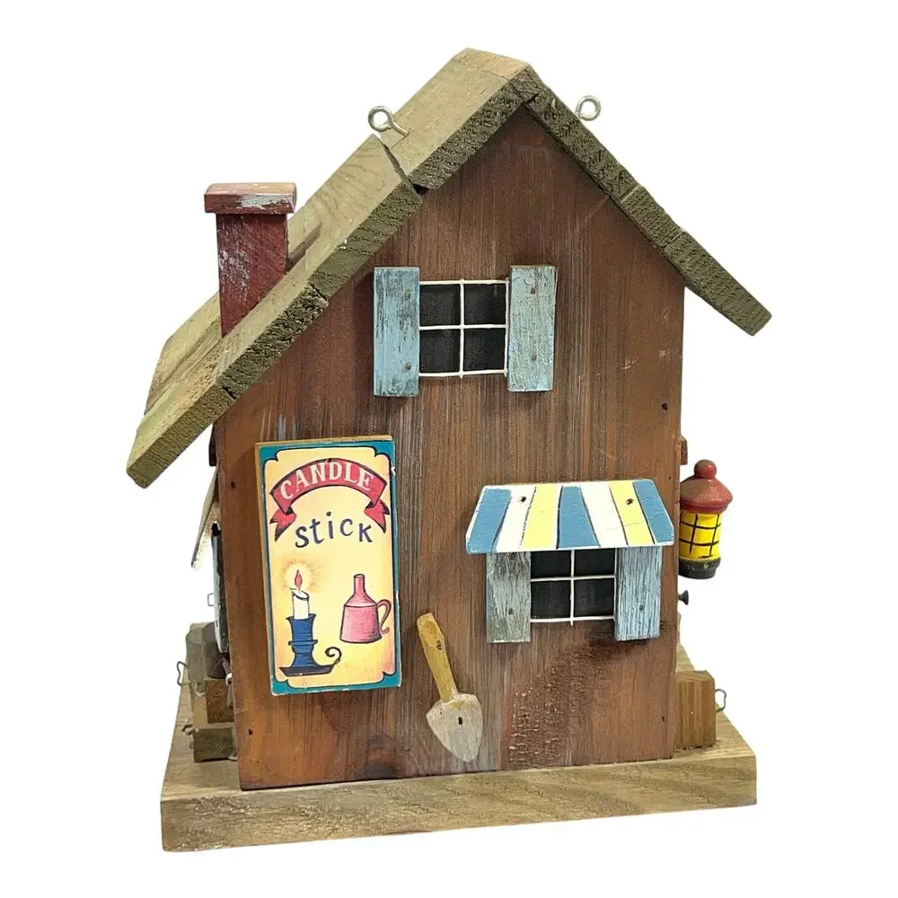Vintage Wood Mining Town General Store Birdhouse 5x7x9